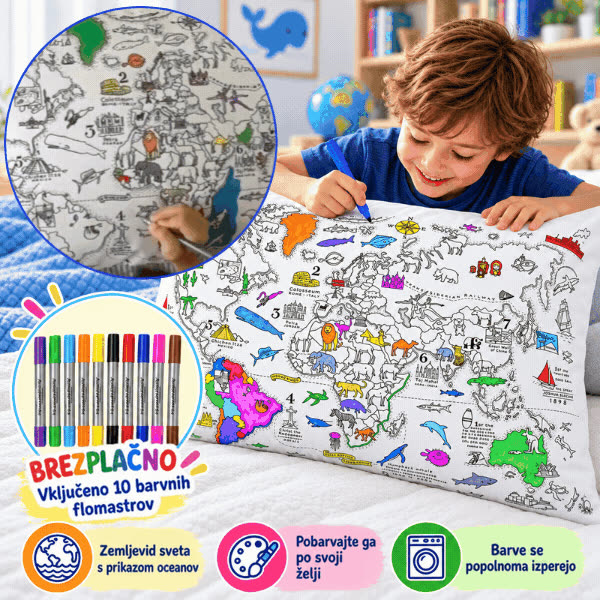 Obojite svoj jastuk – karta svijeta, ColoringPillow - video