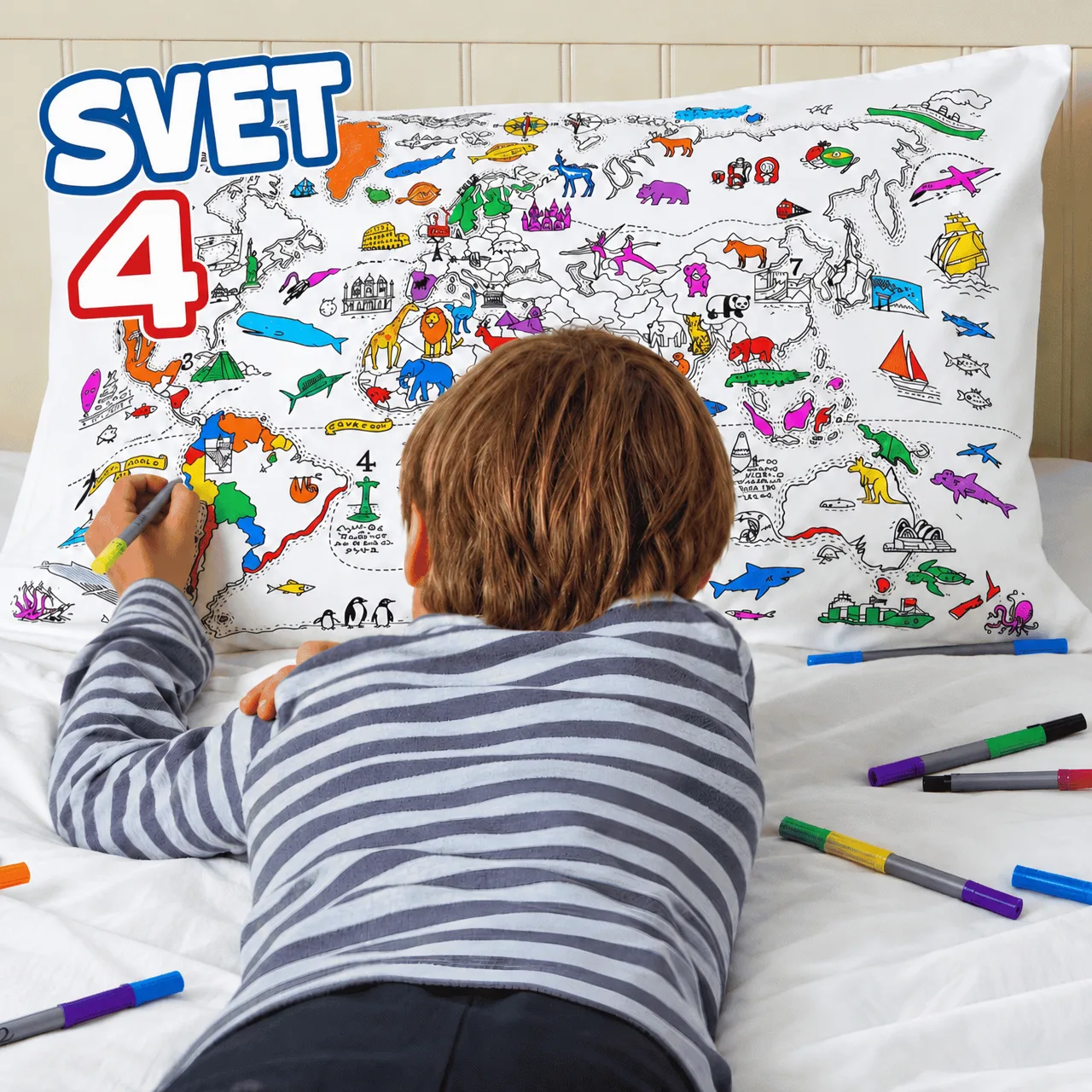 Obojite svoj jastuk – karta svijeta, ColoringPillow - Image 5