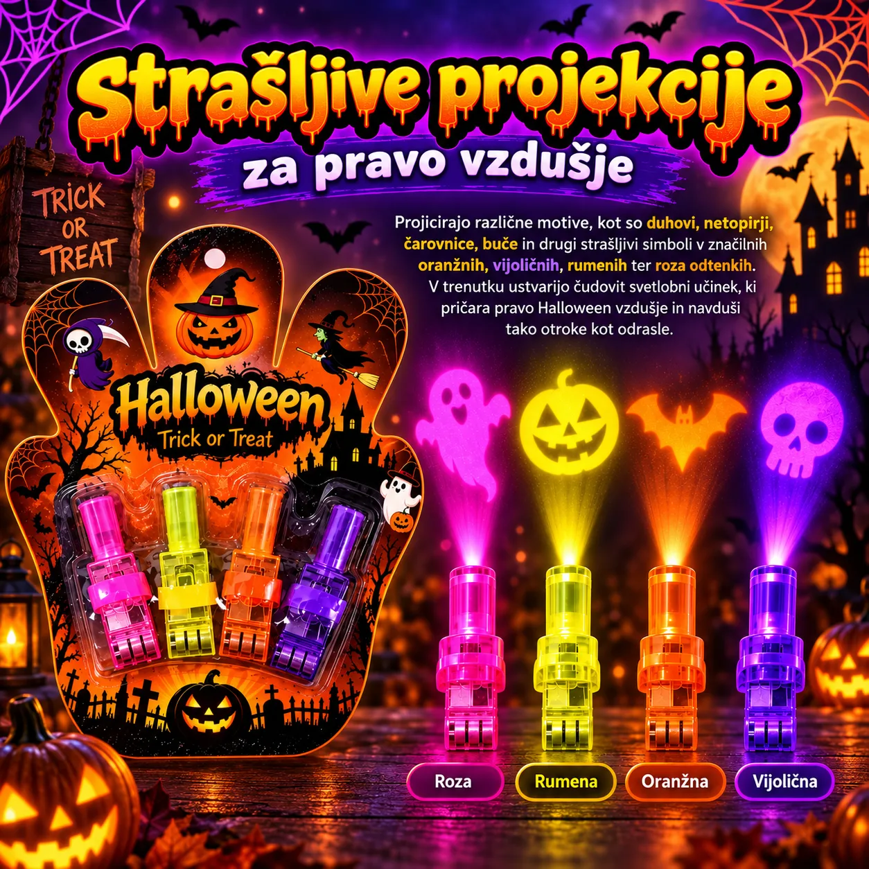 LED projektori za prste – Noć vještica, FingerLights - Image 3
