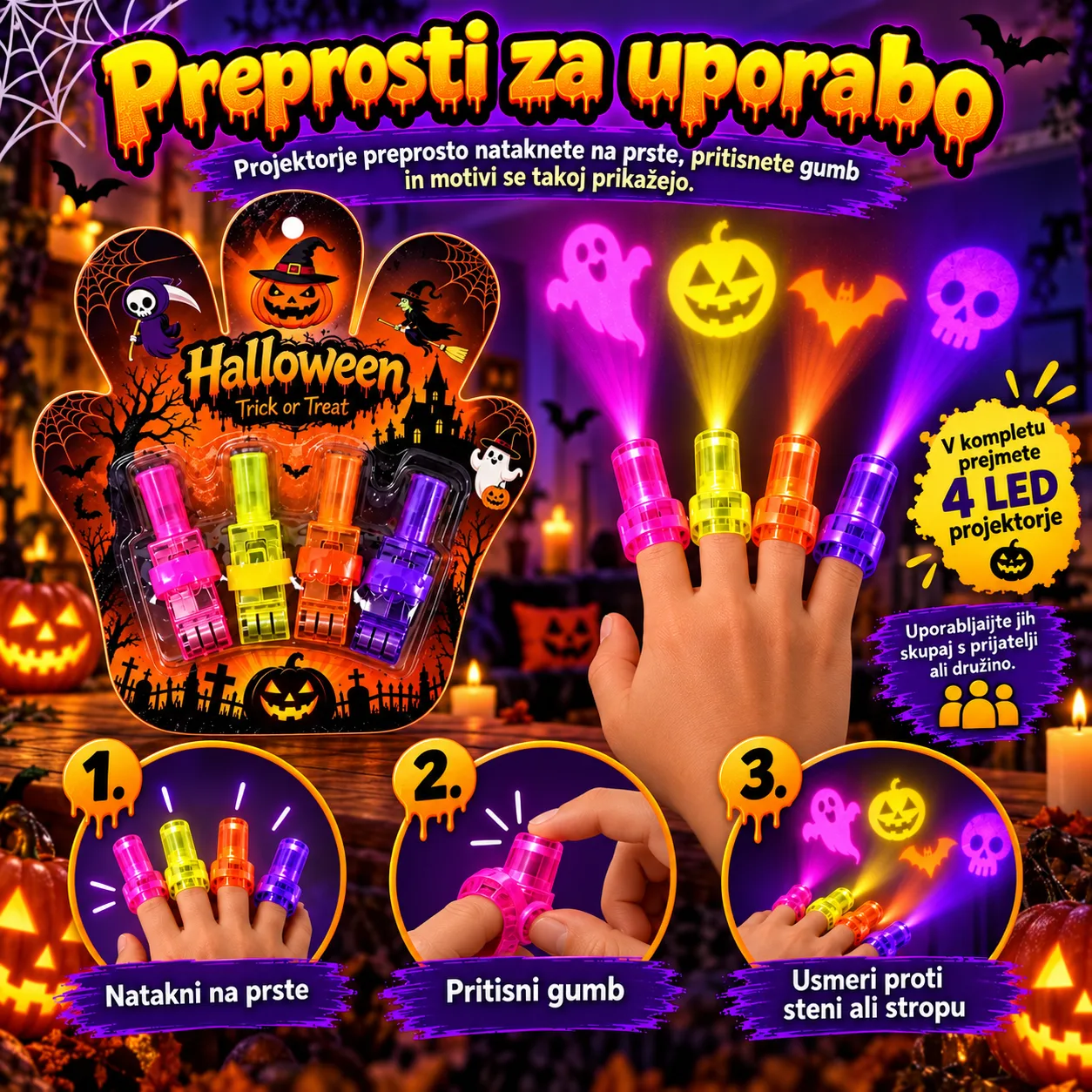LED projektori za prste – Noć vještica, FingerLights - Image 4