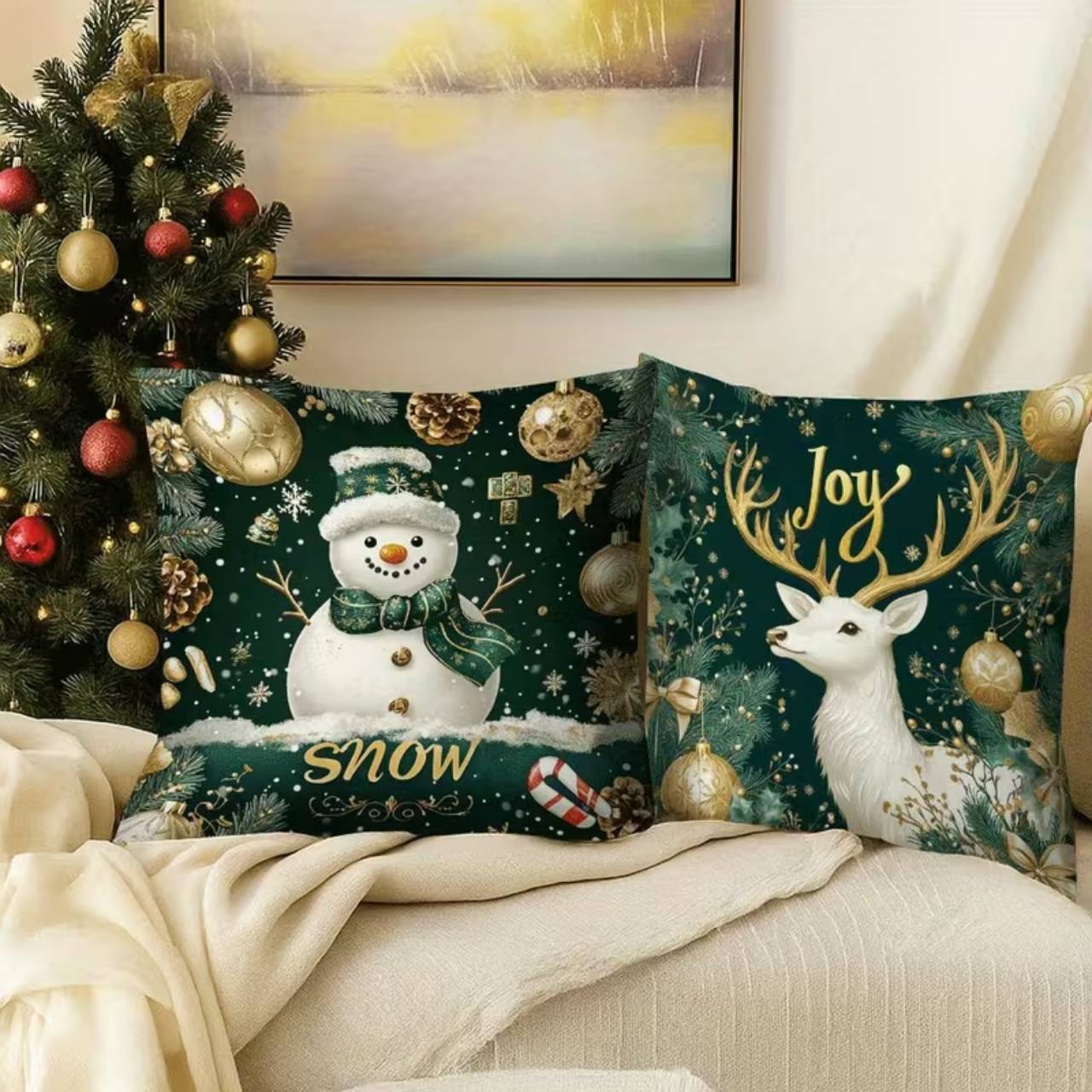 Božićne navlake za jastuke (4 komada), GreenXmass - Image 4
