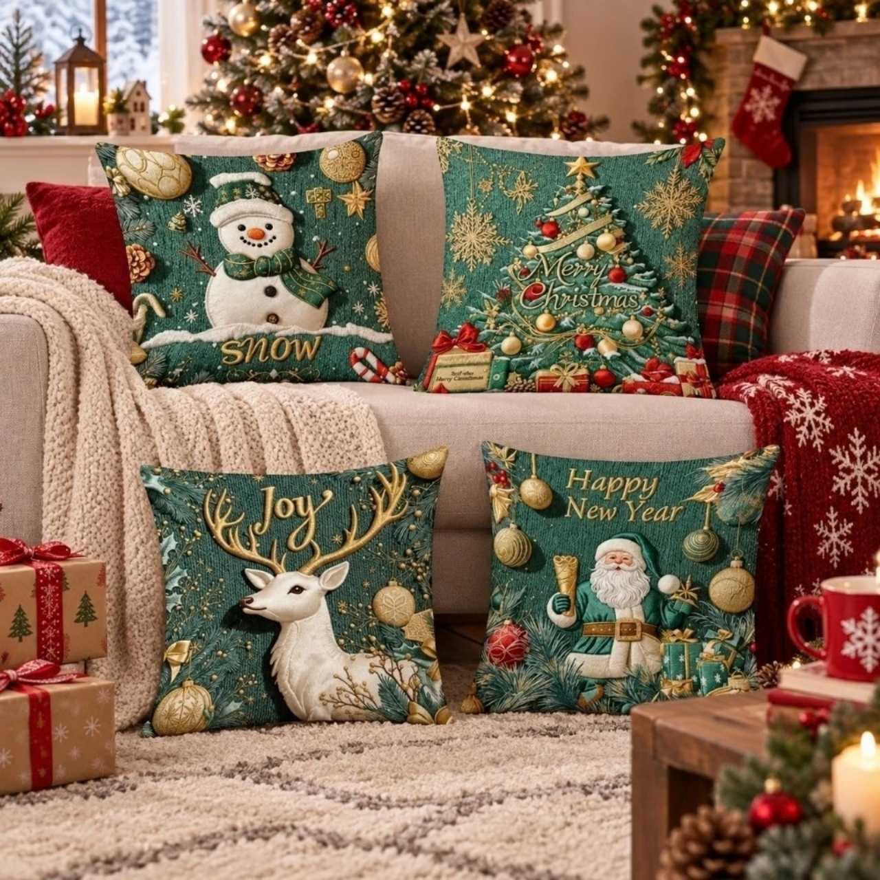 Božićne navlake za jastuke (4 komada), GreenXmass - Image 10