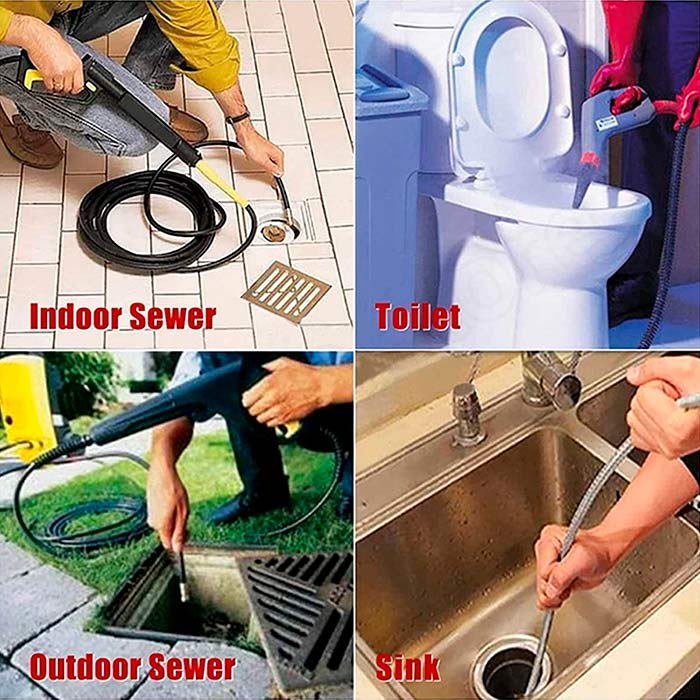 Također pogodno za čišćenje sudopera, WC-a, podnih odvoda, kanalizacije i drugih otvora.