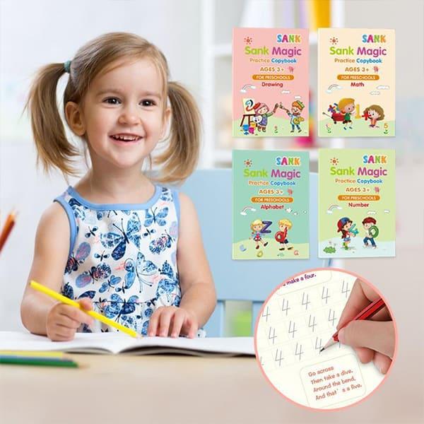 KidBook, četverodijelni komplet radnih bilježnica za pisanje i crtanje s čarobnom olovkom koja se automatski briše - Image 10
