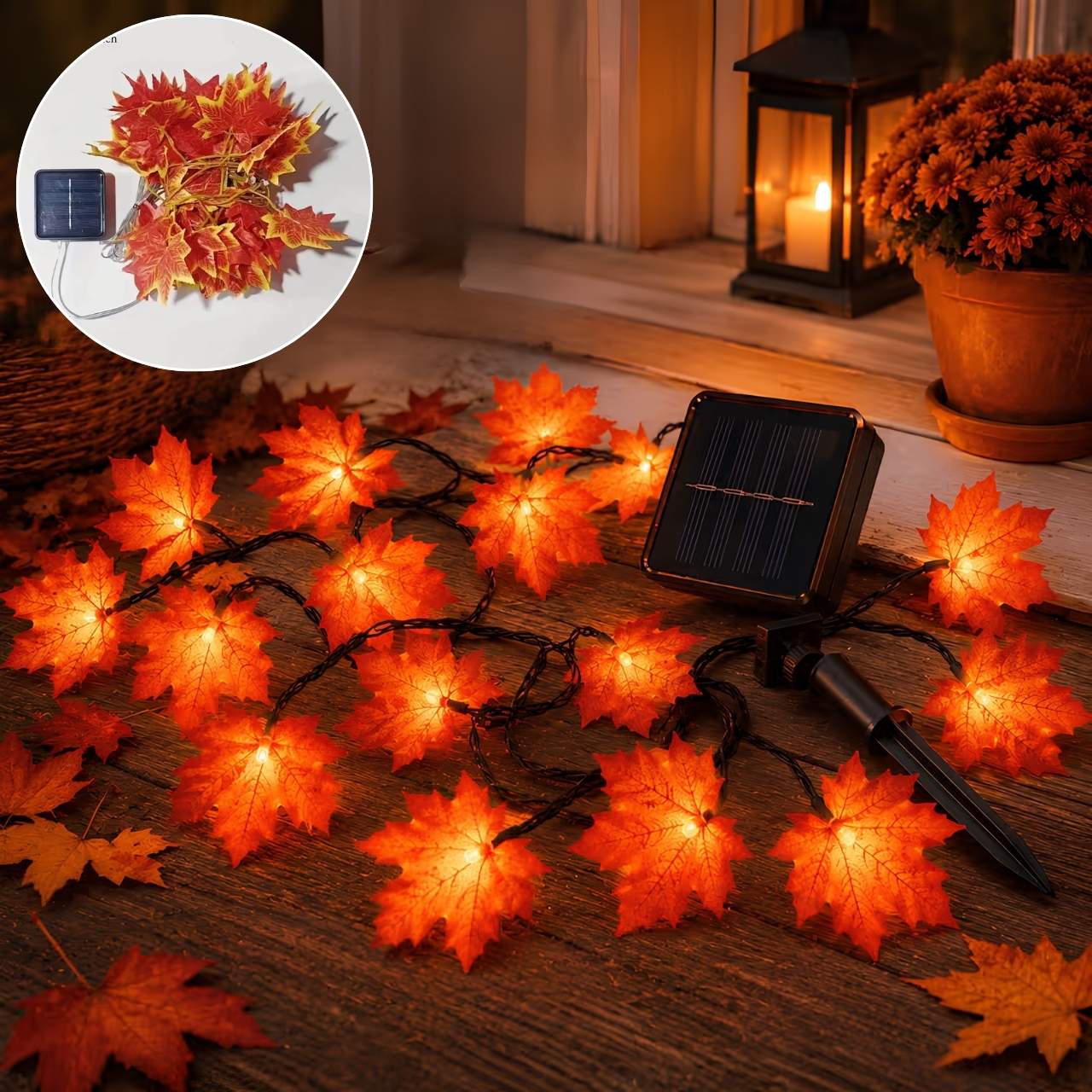 Solarna LED svjetlosna girlanda s jesenskim lišćem, MapleLeaf - Image 5