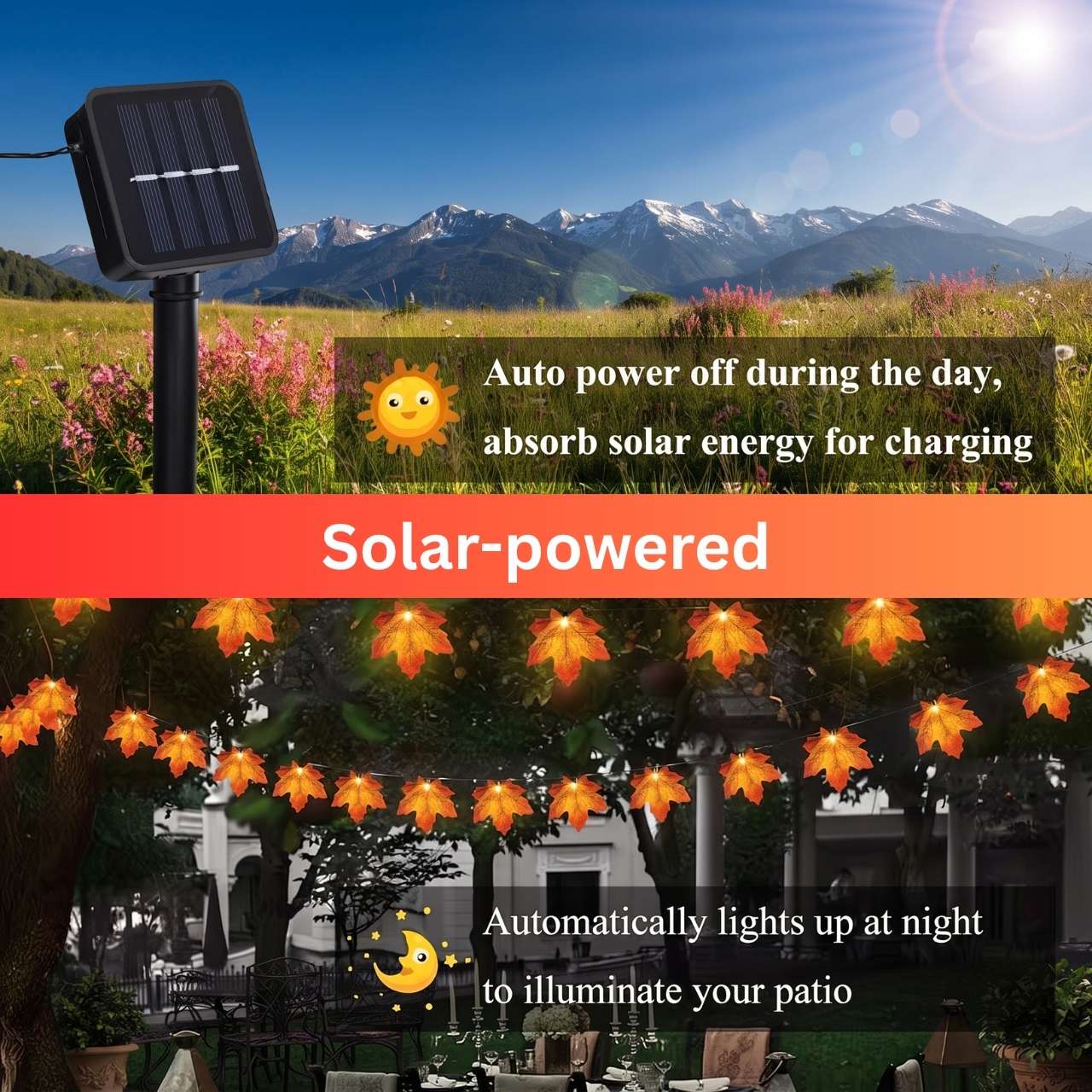 Solarna LED svjetlosna girlanda s jesenskim lišćem, MapleLeaf - Image 9