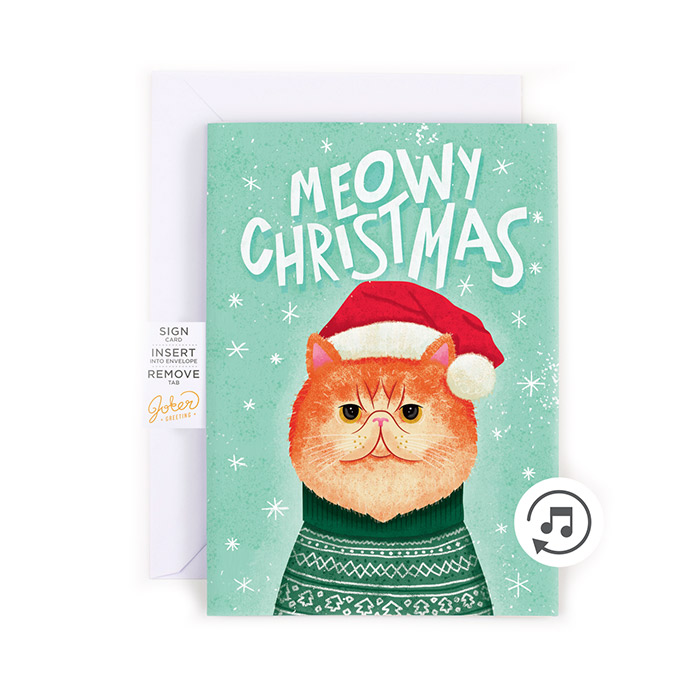 MeowCard, zabavna zvučna božićna čestitka s mačkom - Image 1