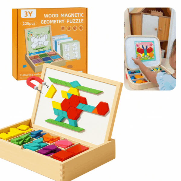 PUZZGEO, Magnetni drveni puzzle set (225 komada) - video