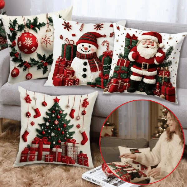 Božićne navlake za jastuke (4 komada), RedXmass - video