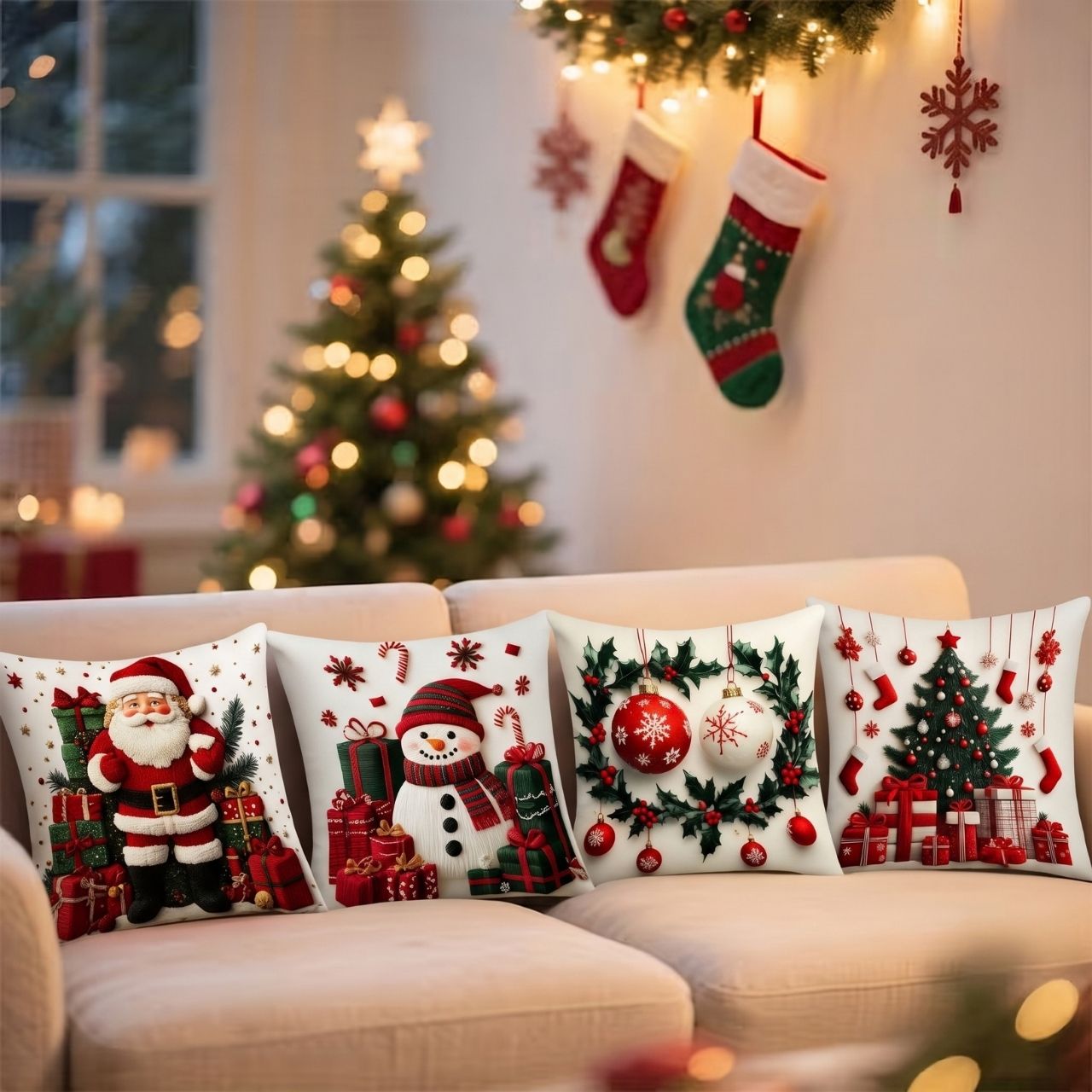 Božićne navlake za jastuke (4 komada), RedXmass - Image 11