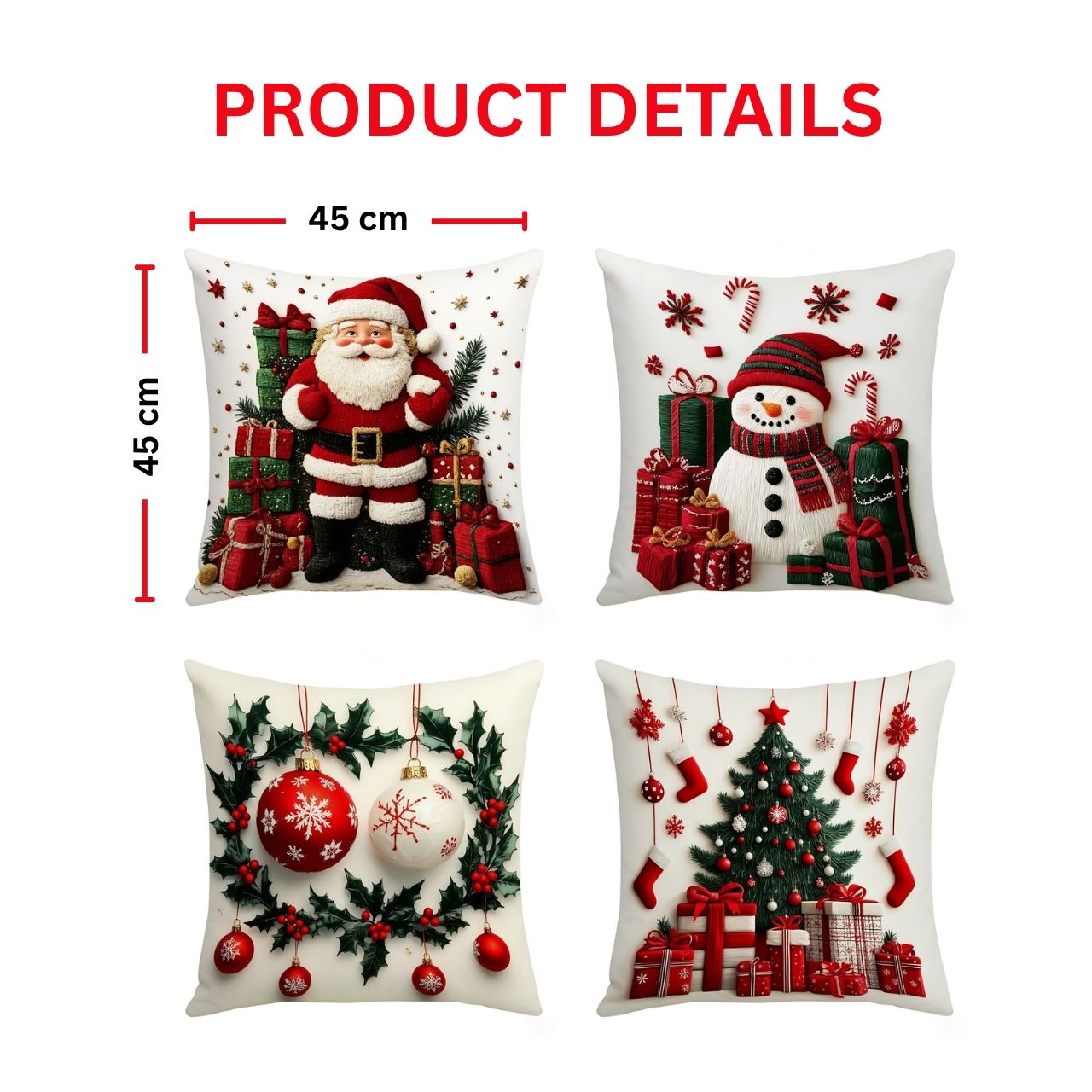Božićne navlake za jastuke (4 komada), RedXmass - Image 5