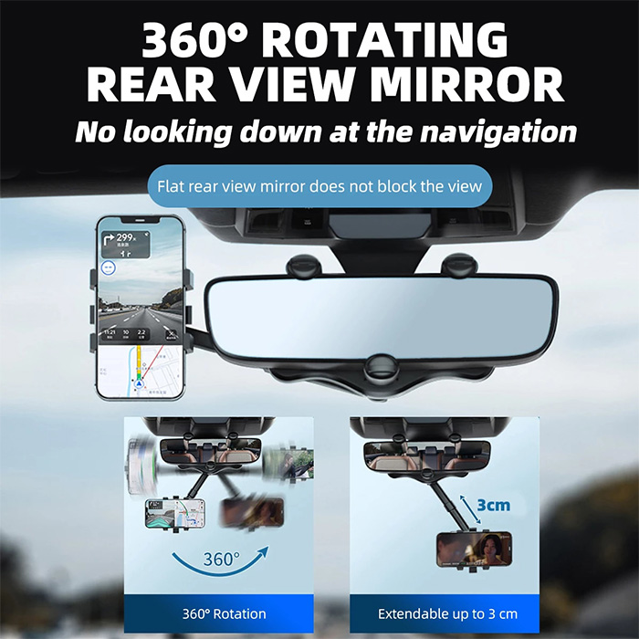 RotatableCarHolder, držač mobitela od 360 stupnjeva koji se postavlja na retrovizor - Image 9