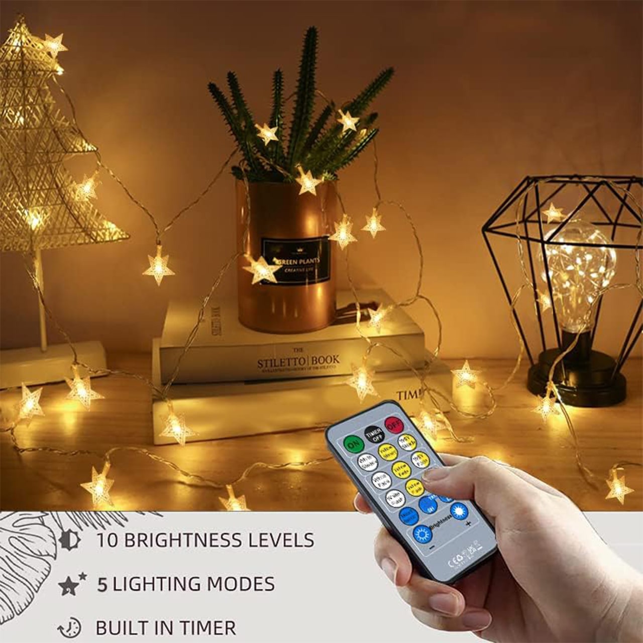 Twinkles, svjetlosni lanac s lampicama u obliku zvijezda (6 m) - Image 3